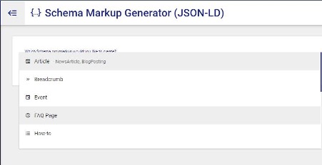 Screenshot: Schema Markup Generator (JSON-LD)